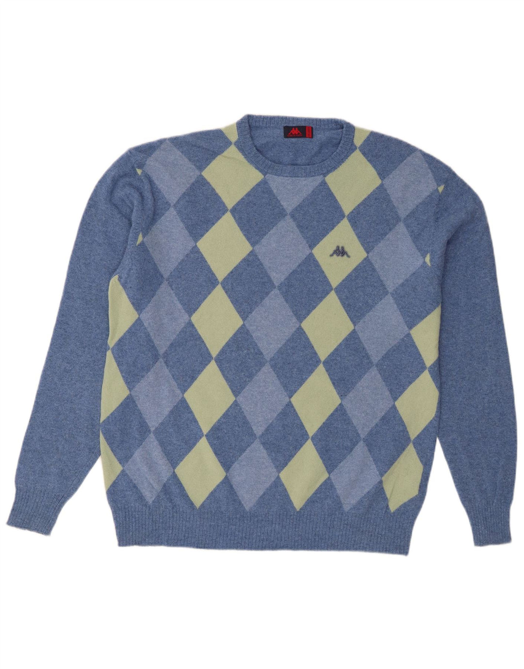Męski sweter Kappa z okrągłym dekoltem 2XL Niebieski Argyle/Diamentowa wełna