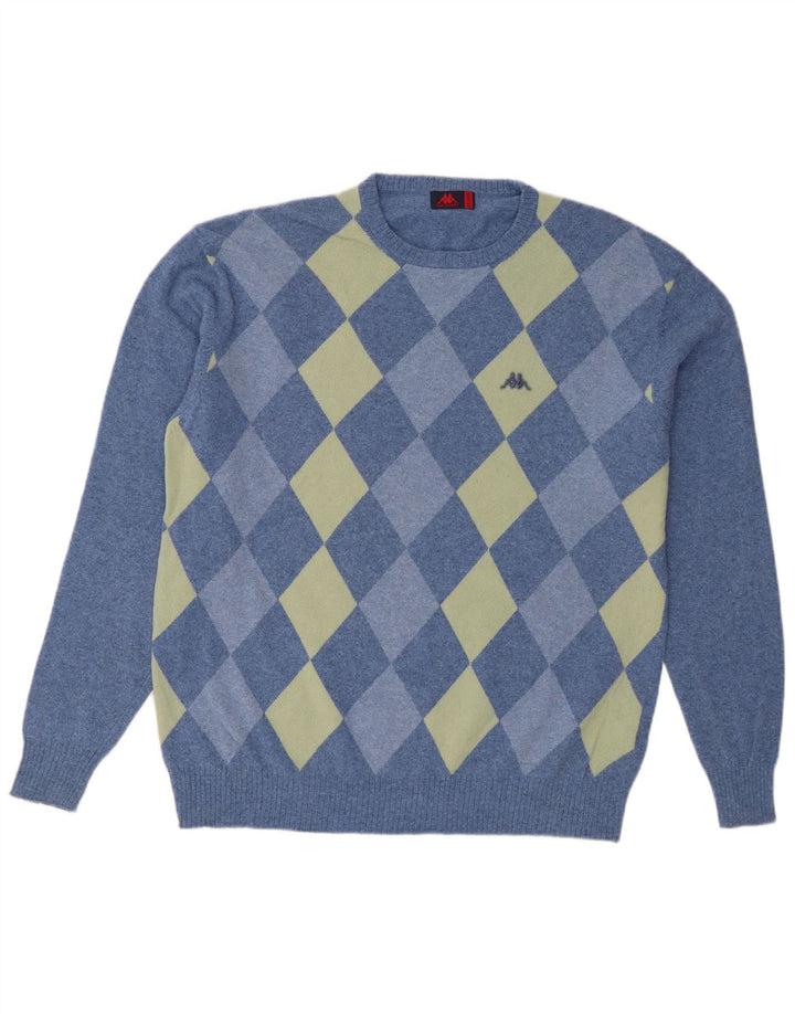 Męski sweter Kappa z okrągłym dekoltem 2XL Niebieski Argyle/Diamentowa wełna
