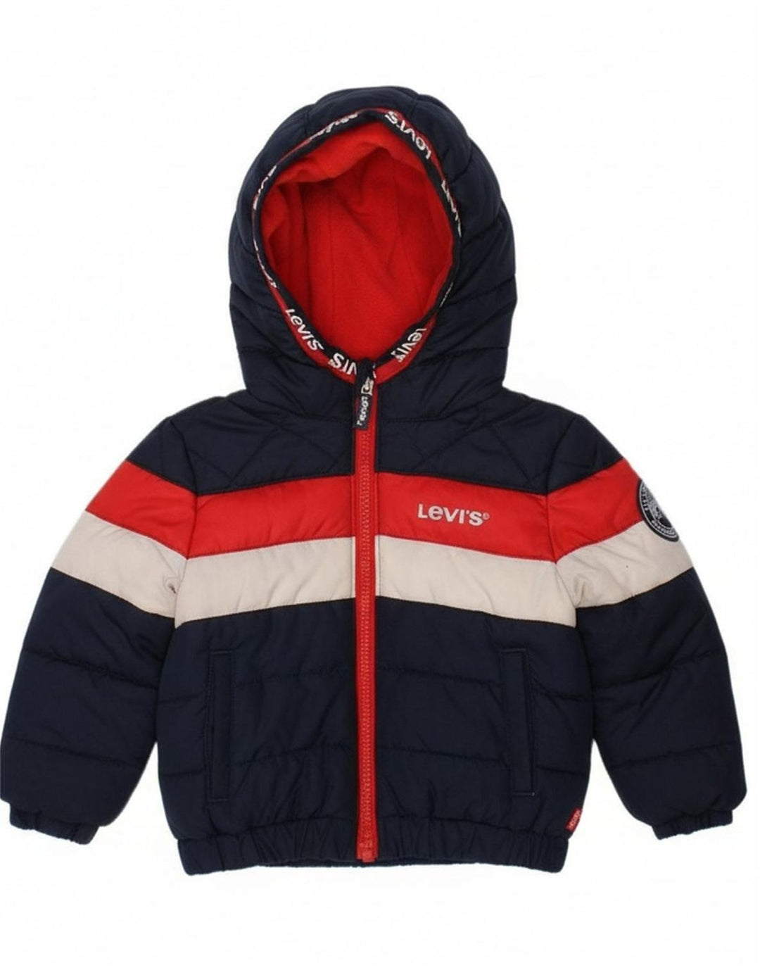 LEVI'S Baby Boys Graphic Padded Jacket 12-18 Months Navy Blue Colourblock