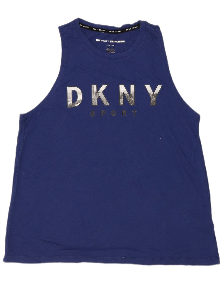 Męska kamizelka z grafiką DKNY, mała, niebieska, bawełniana