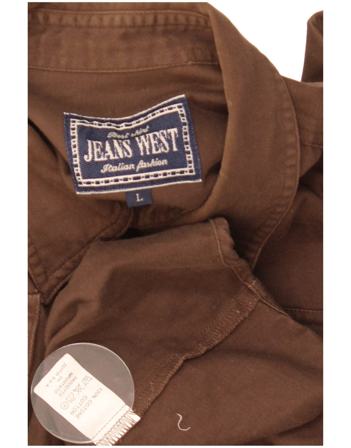 Koszula męska w stylu vintage, duża, brązowa, bawełniana