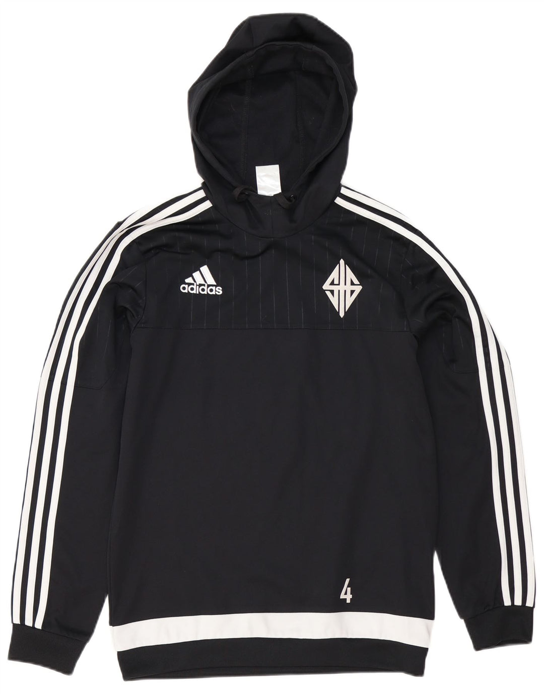 Męska bluza z kapturem Adidas z grafiką, mała, czarna, z blokami kolorów, z poliestru
