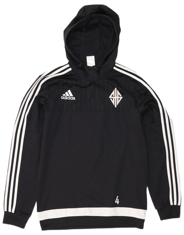 Męska bluza z kapturem Adidas z grafiką, mała, czarna, z blokami kolorów, z poliestru