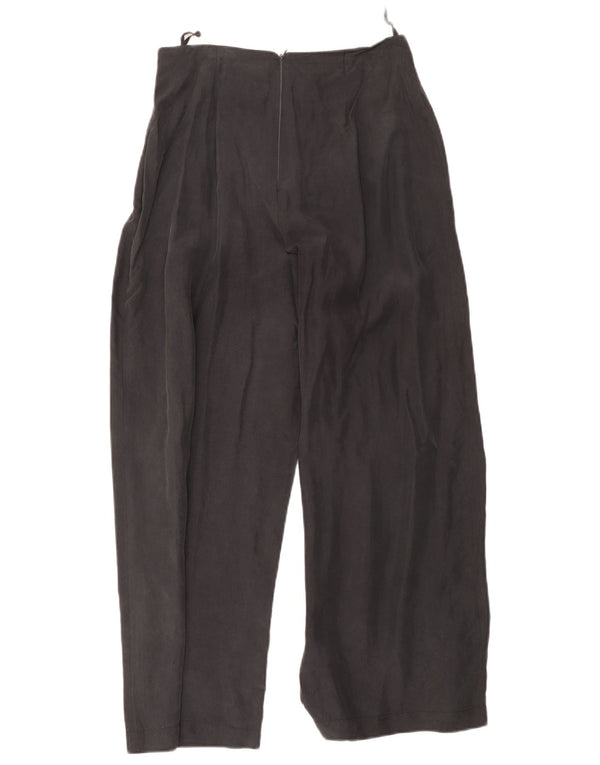 Damskie, przycięte spodnie w stylu vintage UK 12 Medium W30 L26 Szary jedwab