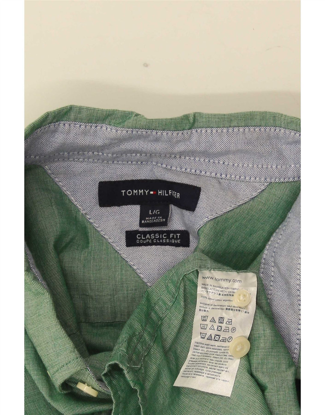 Męska koszula o klasycznym kroju Tommy Hilfiger, duża, zielona, bawełniana