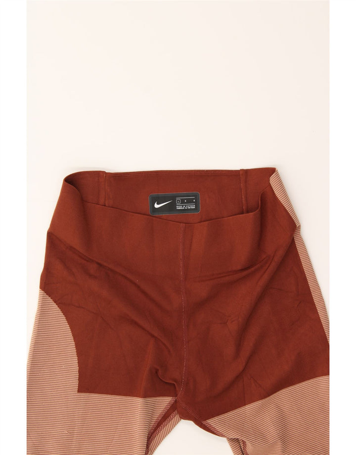 NIKE Womens Capri Leggings UK 14 Large  Brown Colourblock Vintage Nike and Second-Hand Nike from Messina Hembry 