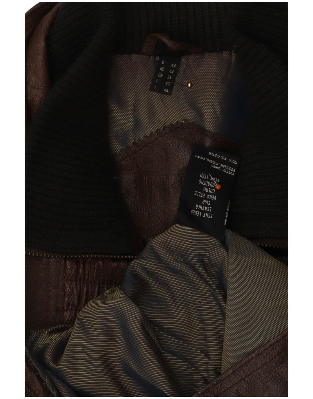 Męska kurtka skórzana o luźnym kroju VINTAGE UK 34 XS, brązowa skóra