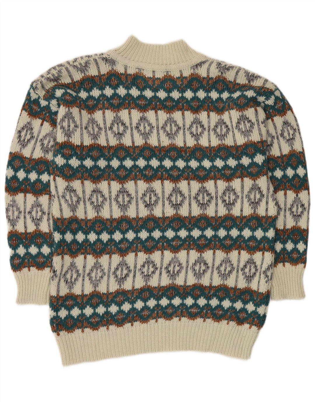 Męski sweter z golfem VINTAGE, średni biały Fair Isle
