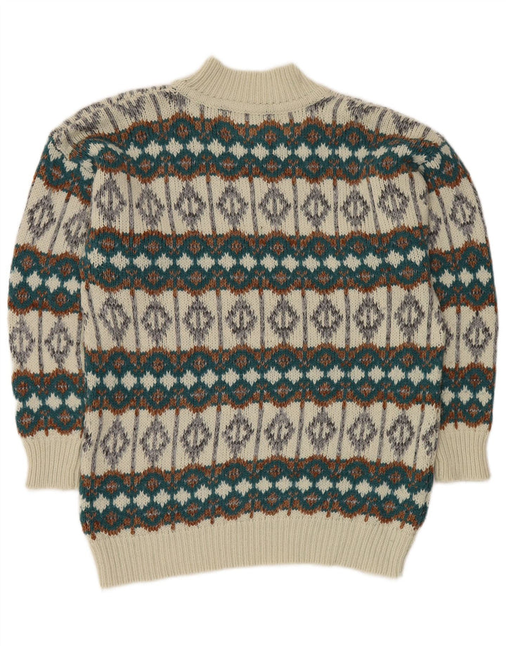 Męski sweter z golfem VINTAGE, średni biały Fair Isle