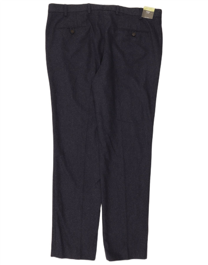 Marks & Spencer Męskie spodnie typu slim chino W40 L33 Granatowa wełna