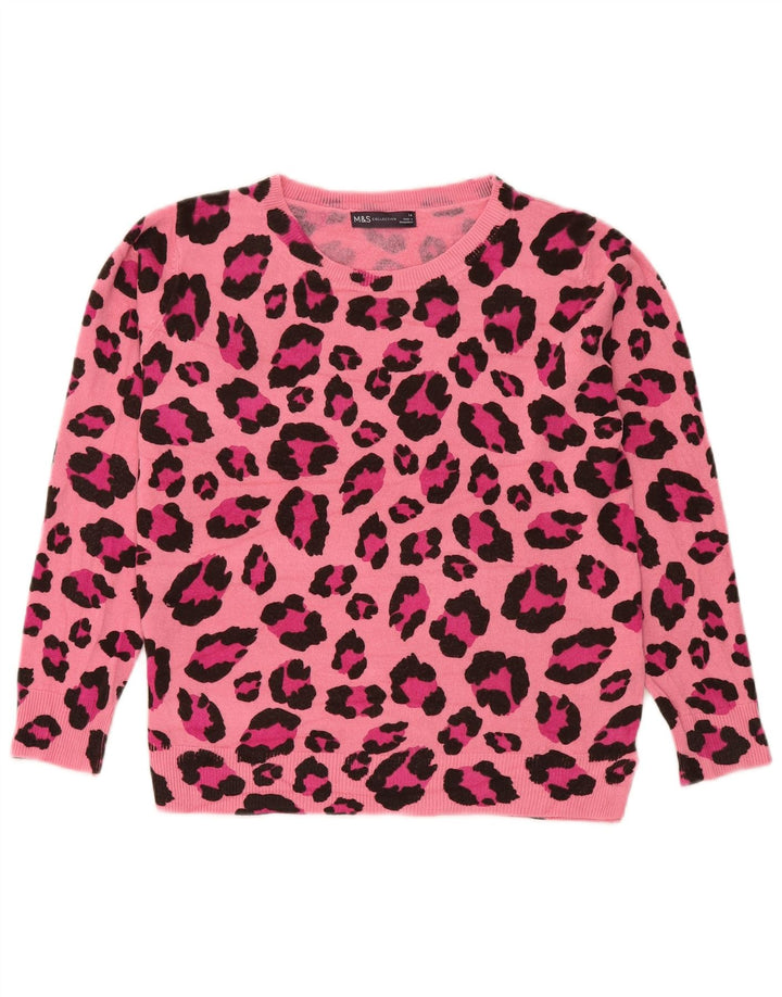 Marks & Spencer Damski sweter z okrągłym dekoltem, UK 14, średni róż
