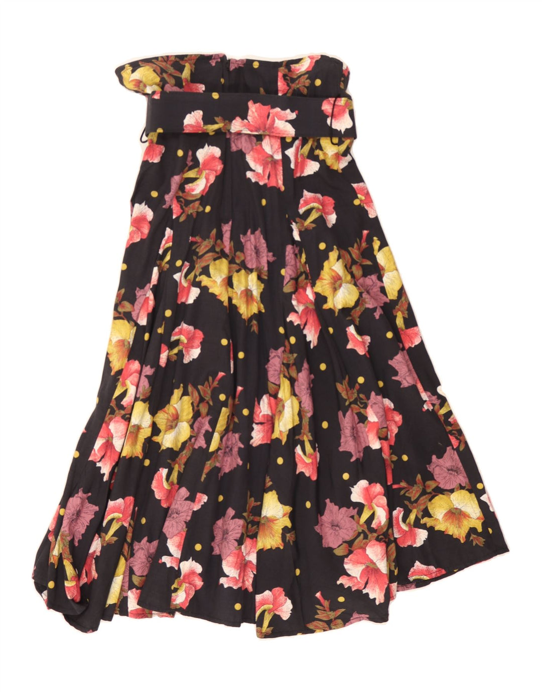 VINTAGE Womens Strapless Dress IT 44 Medium Black Floral Viscose Vintage Vintage and Second-Hand Vintage from Messina Hembry 