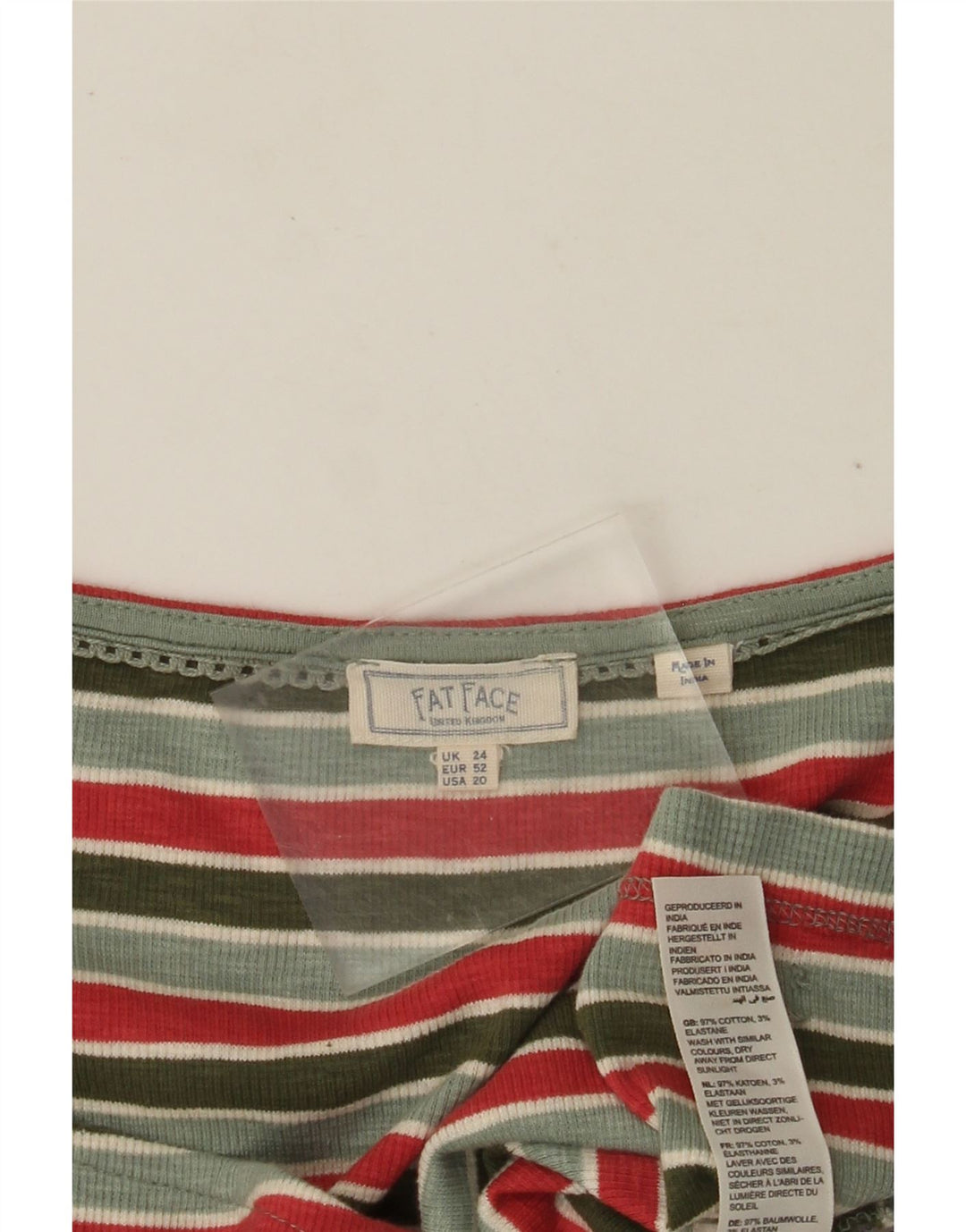 Damska bluzka koszulowa Fat Face, UK 24 4XL, bawełniana w zielone paski