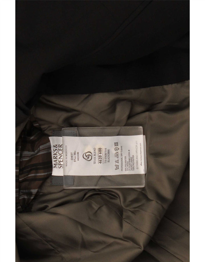 Marks & Spencer Męska marynarka zapinana na 3 guziki, UK 38, średni czarny poliester