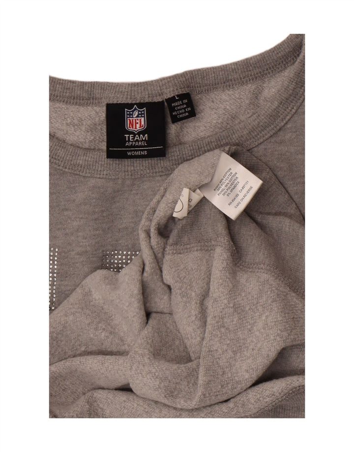 NFL TEAM APPAREL Womens Oversized Sweatshirt Jumper UK 16 Large Grey Vintage NFL TEAM APPAREL and Second-Hand NFL TEAM APPAREL from Messina Hembry 