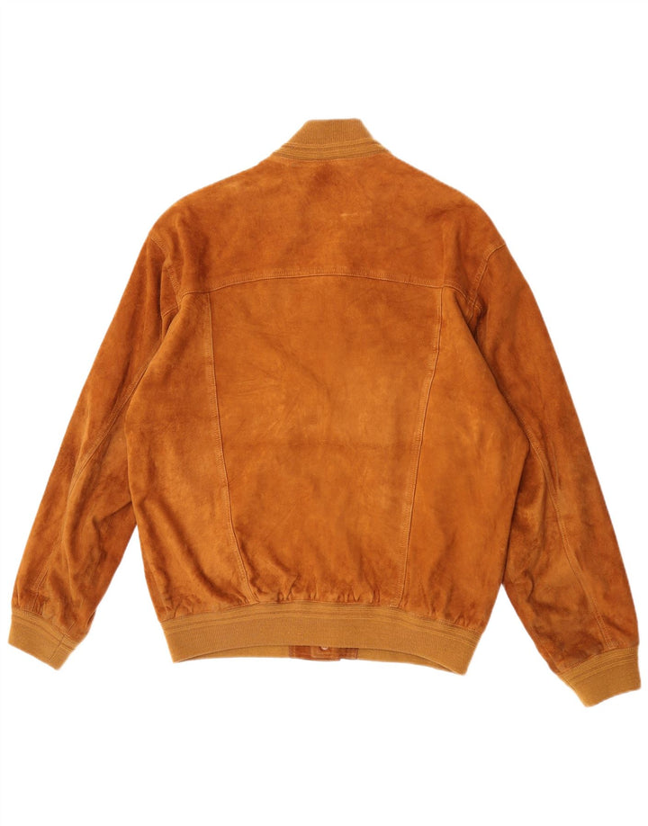 Vintage męska zamszowa kurtka bomber IT 52 duża beżowa skóra