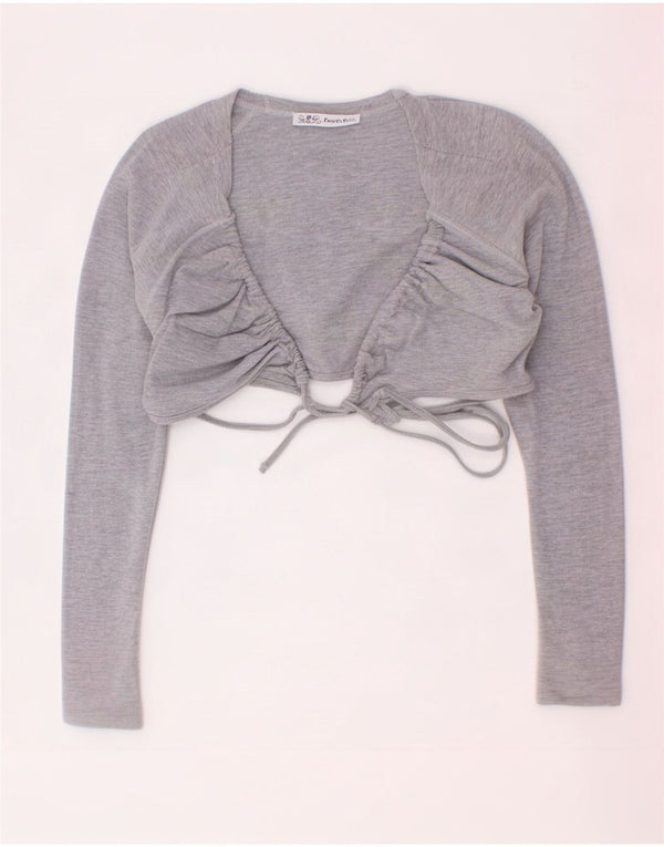 Patrizia Pepe Womens Crop Long Sleeve Bolero Top UK 14 Medium Grey Flecked