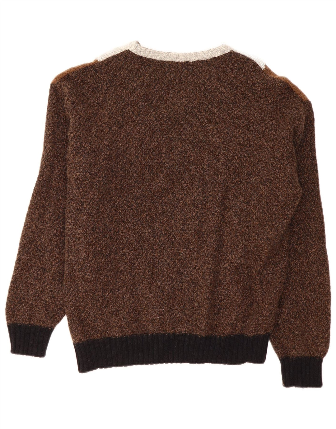 Męski sweter VINTAGE z dekoltem w kształcie litery V, duży, brązowy kolor
