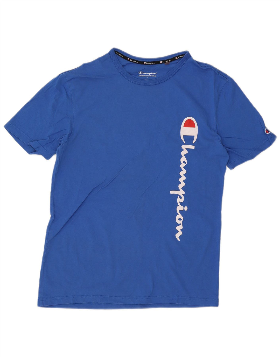 Męski T-shirt Champion z grafiką, mały, niebieski, bawełniany