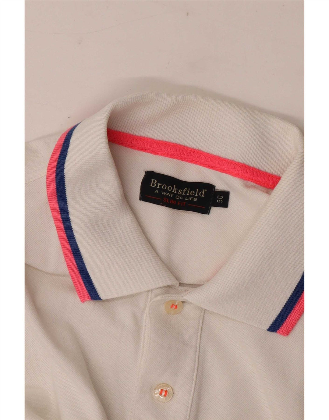 Męska koszulka polo Brooksfield Slim Fit IT 50 w kolorze średniej bieli