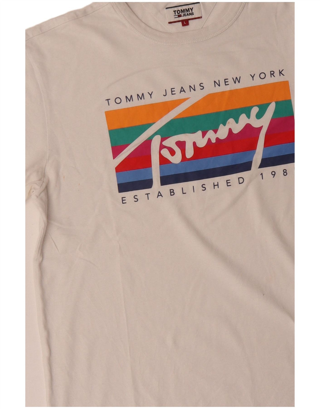 Męski T-shirt z grafiką o regularnym kroju Tommy Hilfiger, duży, biały, bawełniany