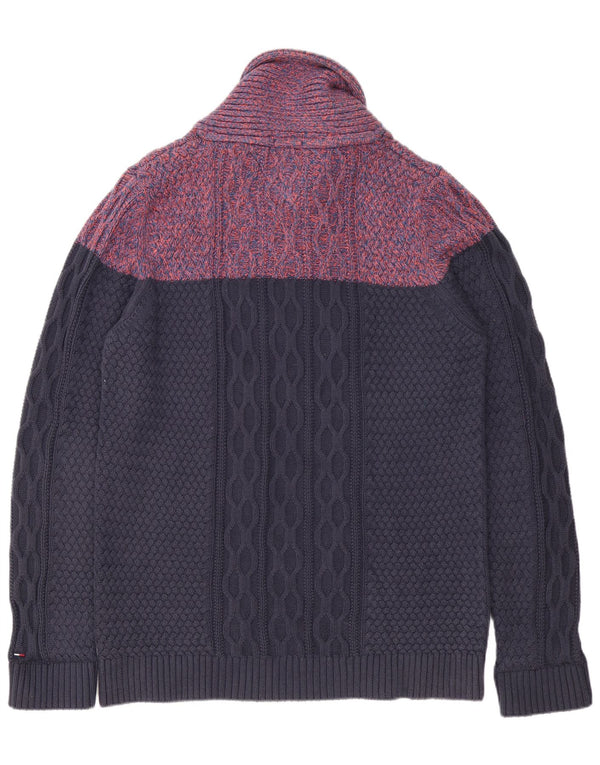 Męski sweter Tommy Hilfiger z szalowym dekoltem 2XL, granatowy, z blokami kolorów
