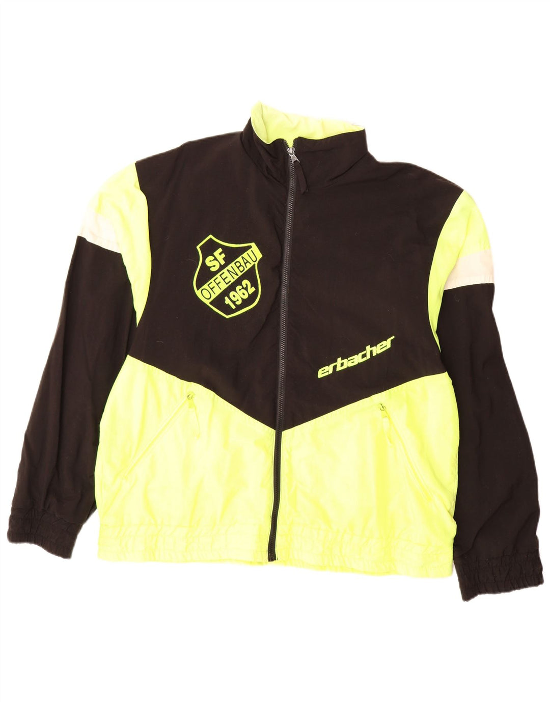 Męska kurtka przeciwdeszczowa ERBACHER Graphic UK 40, duża, czarna, z blokami kolorów, poliamid