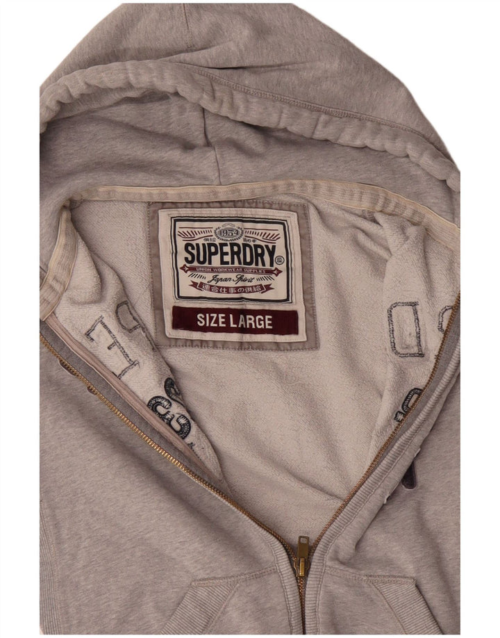 SUPERDRY Męski sweter z kapturem i zamkiem błyskawicznym, duży, szary, bawełniany