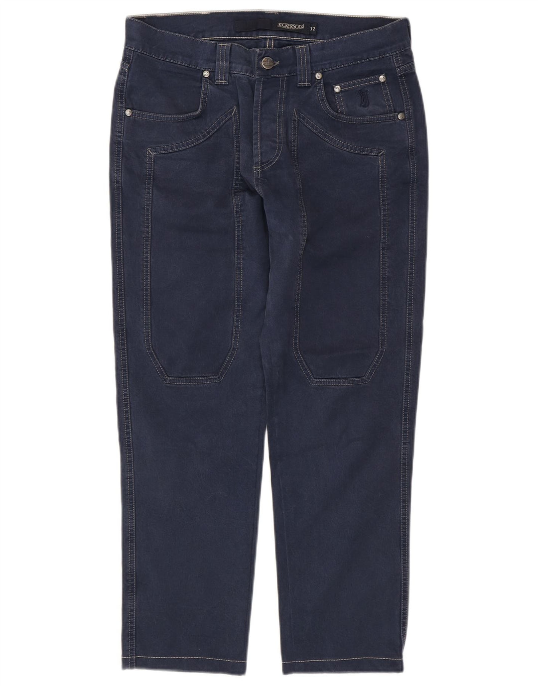 Spodnie męskie JECKERSON Slim Casual W32 L26 Granatowa bawełna