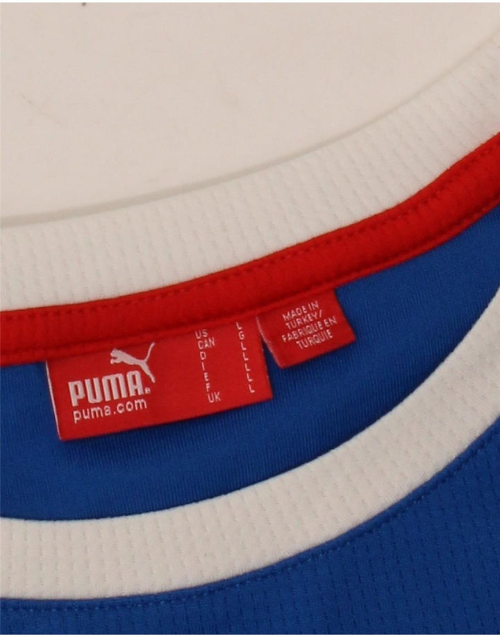 Męski T-shirt Puma Italia z grafiką, duży, niebieski, z blokami kolorów