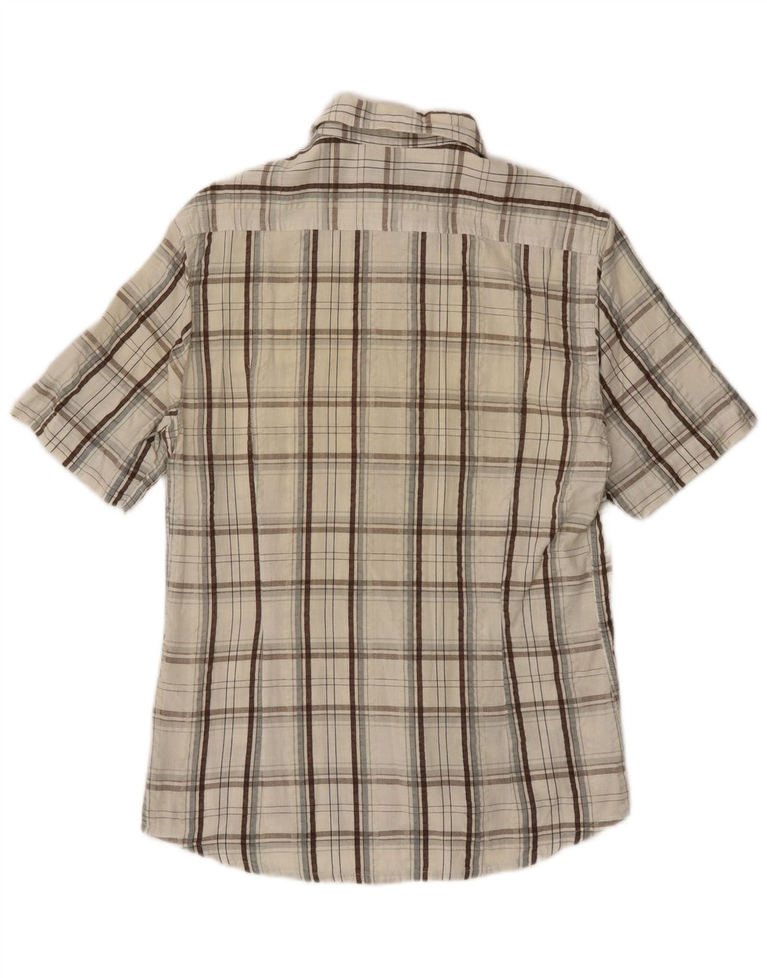 Męska koszula z krótkim rękawem Kappa, bawełniana w kratkę w kolorze złamanej bieli