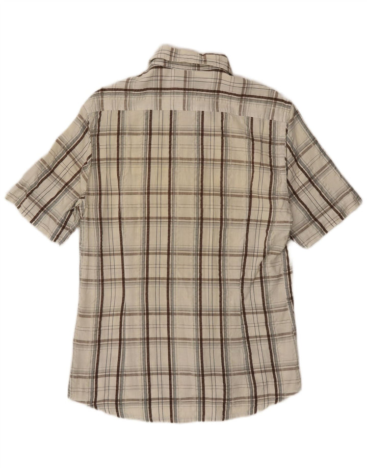 Męska koszula z krótkim rękawem Kappa, bawełniana w kratkę w kolorze złamanej bieli