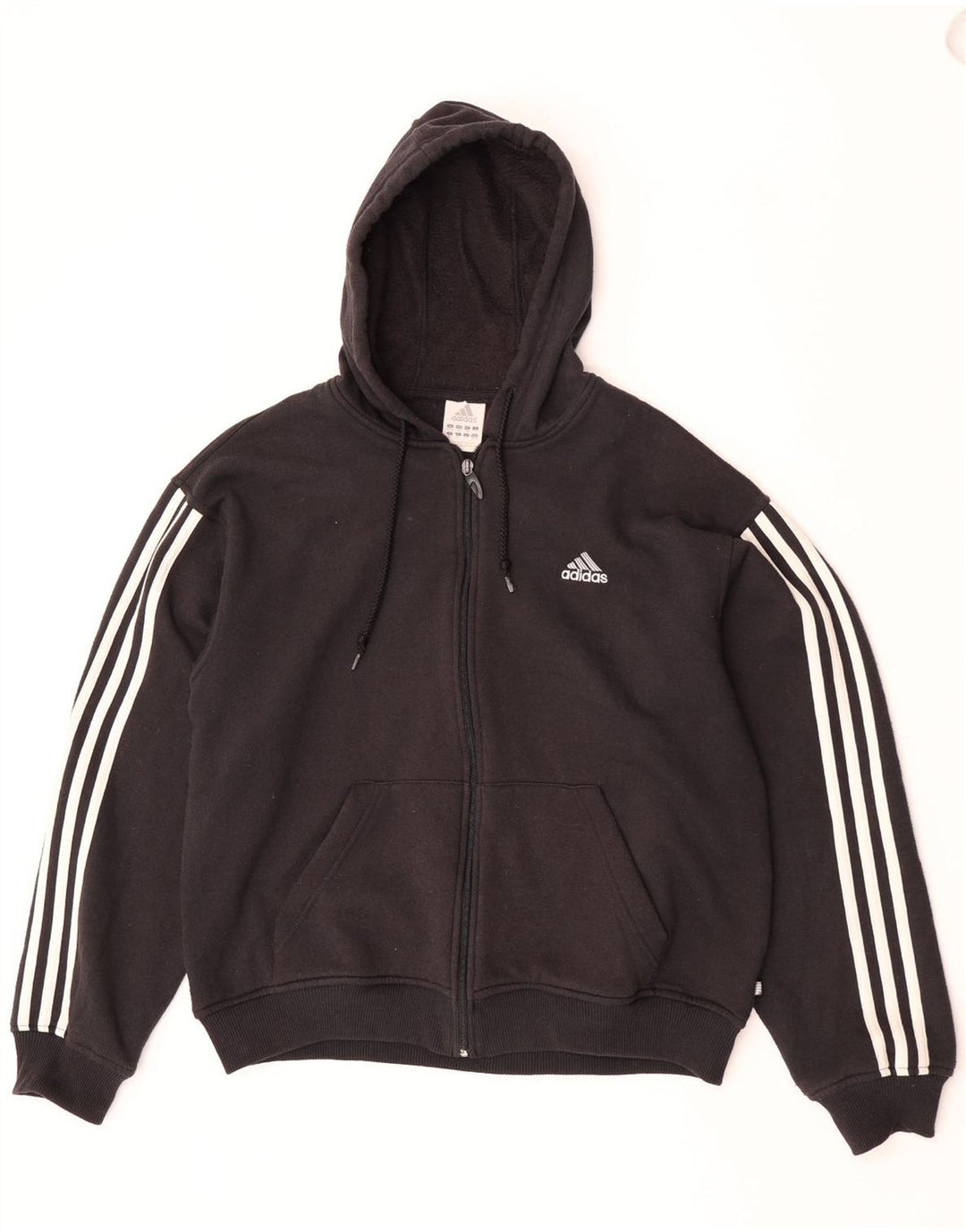 Adidas Męski sweter z kapturem i zamkiem błyskawicznym, średni czarny, bawełniany