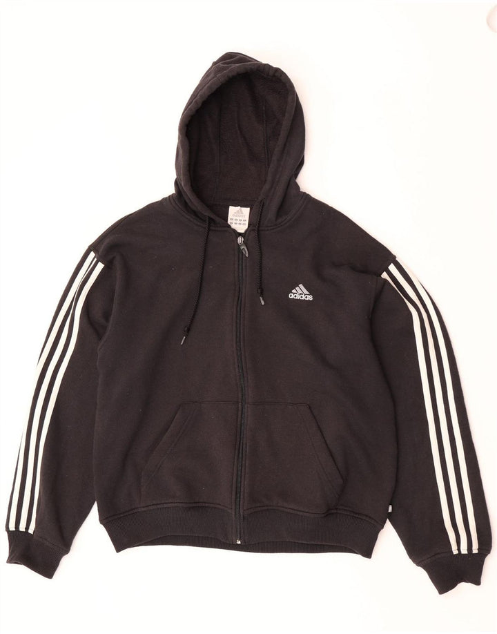 Adidas Męski sweter z kapturem i zamkiem błyskawicznym, średni czarny, bawełniany