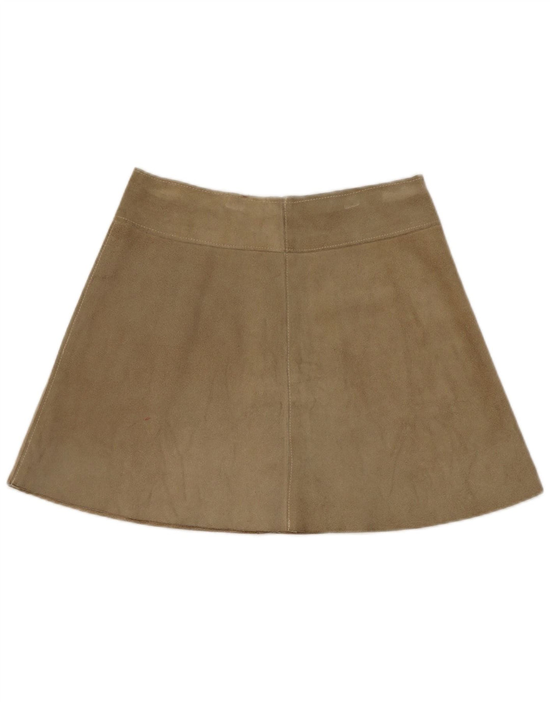 Damska zamszowa spódniczka mini w stylu vintage W28, średnia skóra khaki