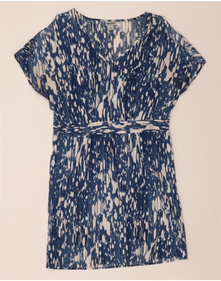 DKNY Womens Abstract Pattern Shift Dress UK 14 Medium Blue Cotton Vintage Dkny and Second-Hand Dkny from Messina Hembry 