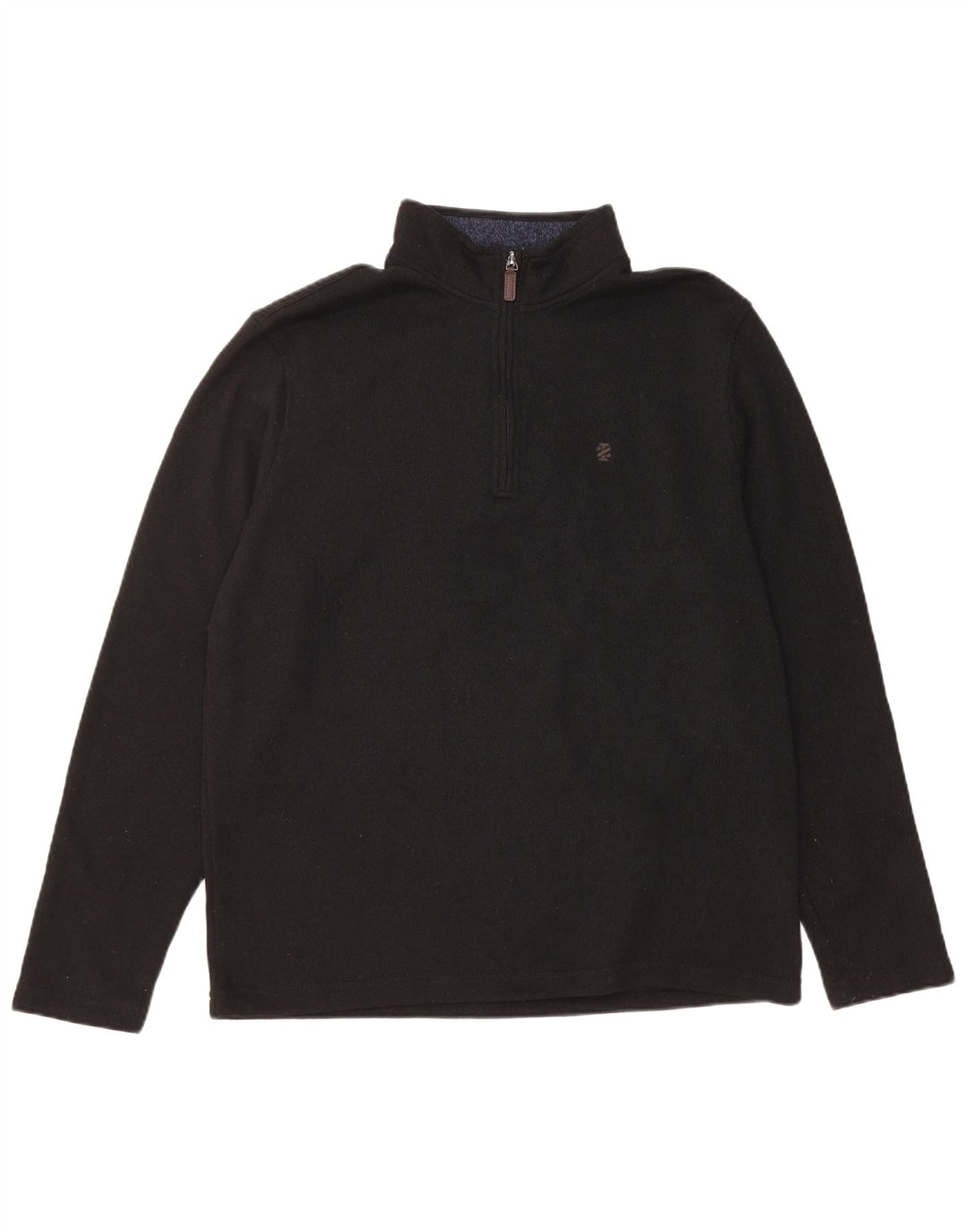 IZOD Mens Zip Neck Sweatshirt Jumper Large Black Polyester