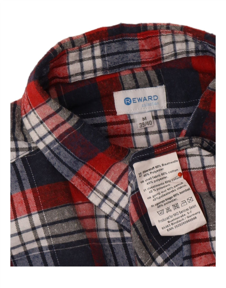 REWARD Męska koszula flanelowa UK 39/40, bawełniana w średnią czerwoną kratkę