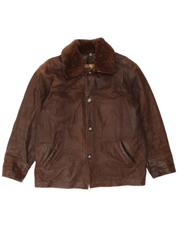 Męska kurtka skórzana VINTAGE UK 40 duża brązowa skóra