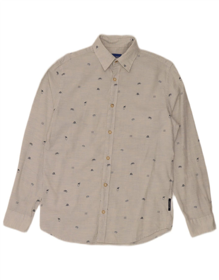 Męska koszula Jack & Jones w abstrakcyjny wzór, mała, szara, bawełniana