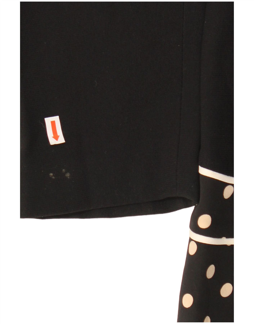 Vintage damska marynarka zapinana na 3 guziki UK 14, średnia czarna, jedwabna w kropki