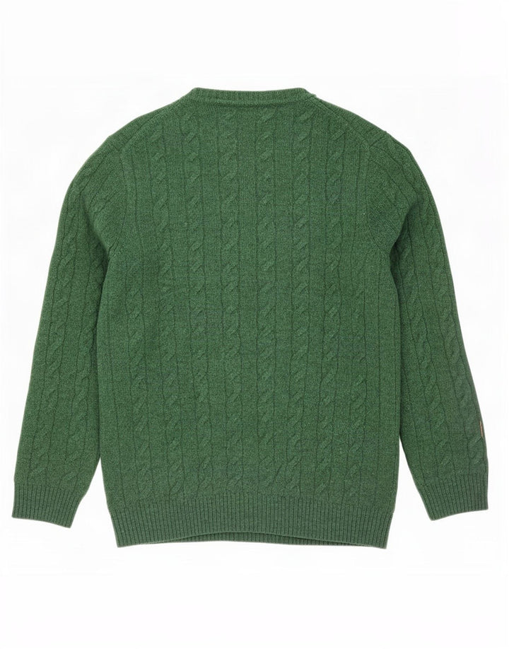 Męski sweter Gant z dekoltem w łódkę, duży, zielony, z owczej wełny