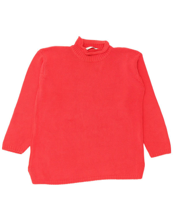 Marks & Spencer Damski sweter z golfem, UK 12, średni czerwony, bawełniany