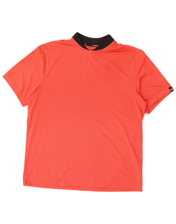 Męska koszulka polo Under Armour, duża, czerwona, poliestrowa z blokami kolorów