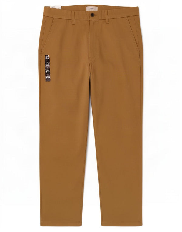 Męskie spodnie chino o luźnym kroju Marks & Spencer W34 L29 Beżowa bawełna