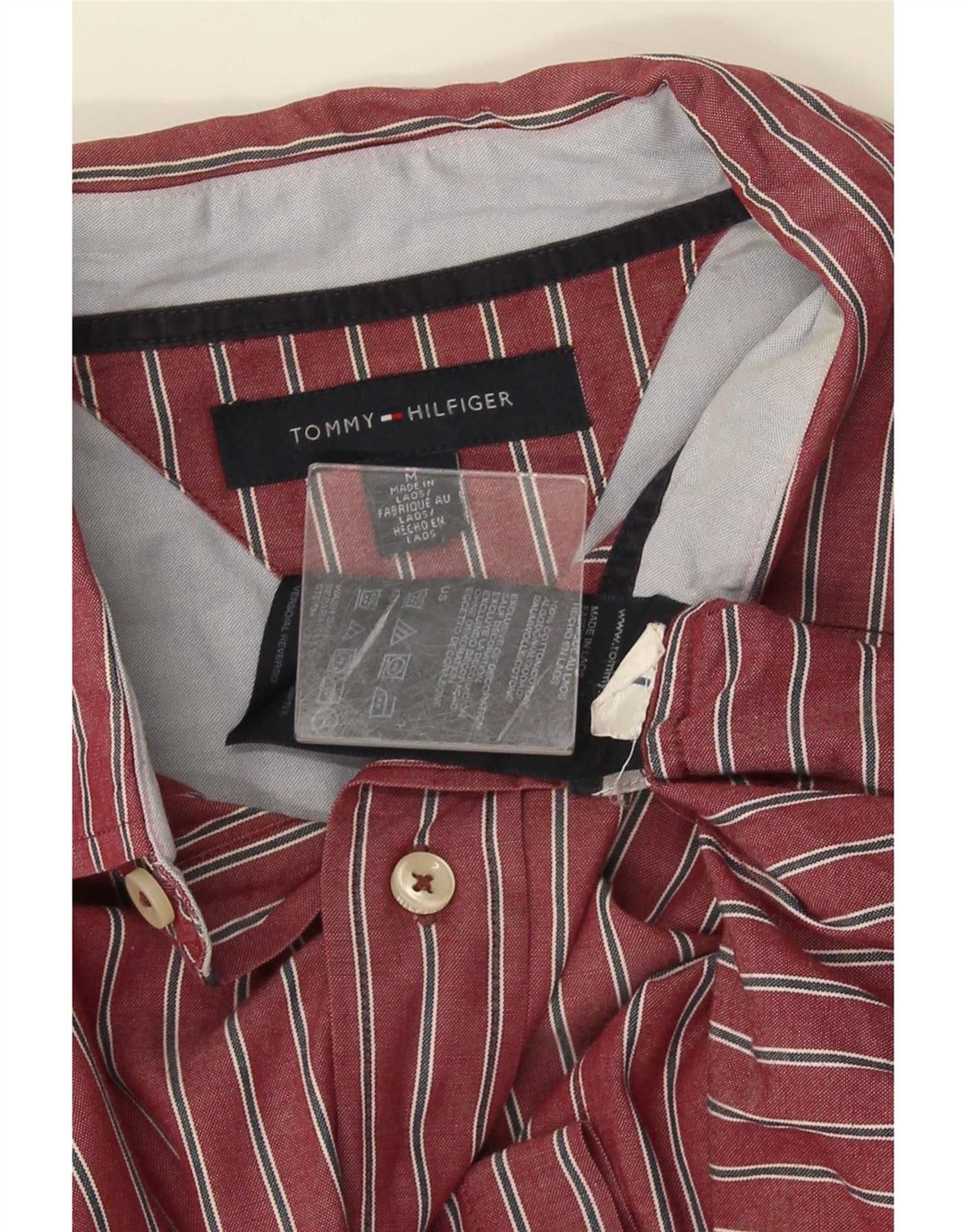 Koszula męska Tommy Hilfiger, bawełniana w średnie czerwone paski