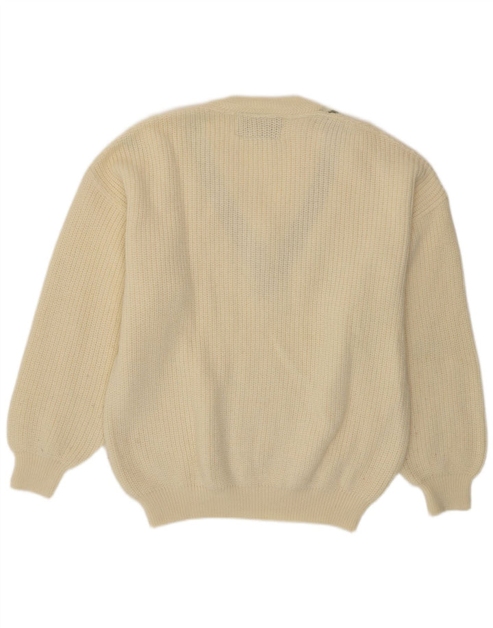 Il Granchio Męski sweter z dekoltem w serek XL Off White Floral Nowa wełna