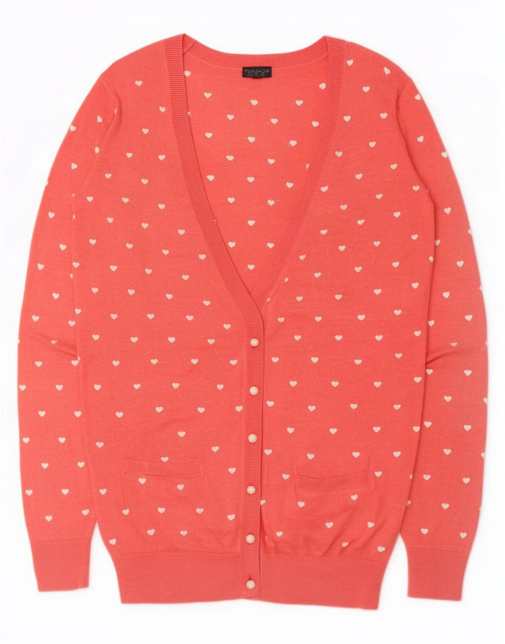 Damski sweter rozpinany Topshop z abstrakcyjnym wzorem UK 12, średnie różowe serce