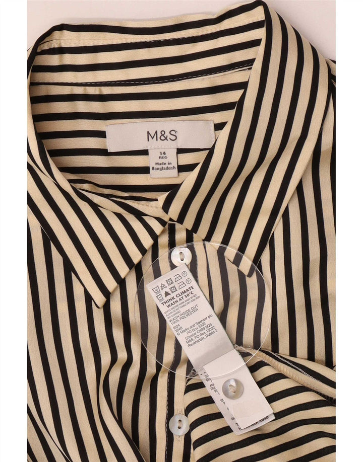 Koszula damska Marks & Spencer UK 14, duża, beżowa, poliestrowa w prążki