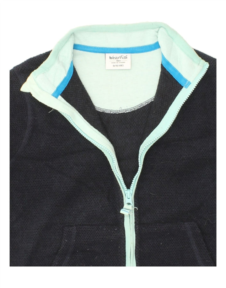 WEIRD FISH Boys Tracksuit Top Jacket 9-10 Years Navy Blue Polyester Vintage Weird Fish and Second-Hand Weird Fish from Messina Hembry 